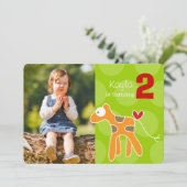 Schattigee Cartoon Oranje Giraffe Foto Kind's Verj Kaart (Staand voorkant)