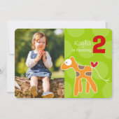 Schattigee Cartoon Oranje Giraffe Foto Kind's Verj Kaart (Voorkant)