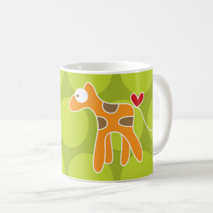 Schattigee Cartoon Oranje Giraffe & Leuke Stippen  Koffiemok