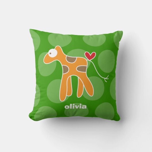 Schattigee Cartoon Oranje Giraffe Liefde Leuke Sti Kussen (Voorkant)