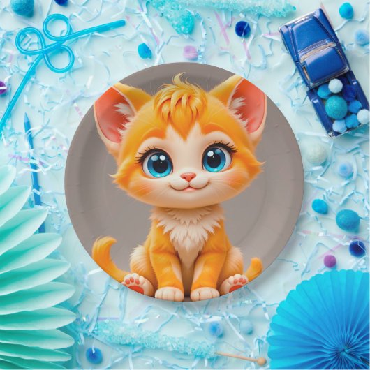 Schattigee Cartoon Oranje kitten Papieren Bordje (Feest)