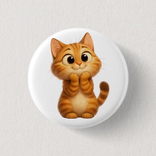 Schattigee Cartoon, Oranje Tabby Cat Ronde Button 3,2 Cm (Voorkant)