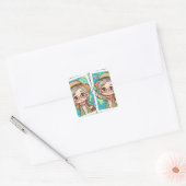 Schattigee cartoon oudere vrouw die sticker reist (Envelop)
