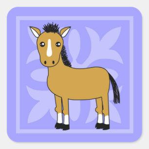 Schattigee Cartoon Paard achtergrond Vierkante Sticker