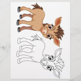 Schattigee Cartoon paard kleurplaat Flyer