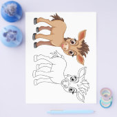 Schattigee Cartoon paard kleurplaat Flyer (Enkel)