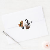 Schattigee Cartoon Paarden spelen in Big Bad Scary Hart Sticker (Envelop)