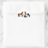 Schattigee Cartoon Paarden spelen Ronde Sticker (Tas)