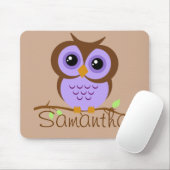 Schattigee Cartoon Paarse Uil Muismat (Met muis)