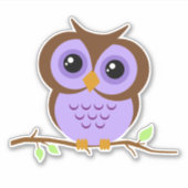 Schattigee Cartoon Paarse Uil Vinyl Sticker (Voorkant)
