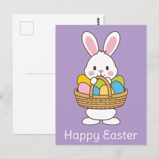 Schattigee Cartoon Paashaas Eggs Basket Briefkaart (Voorkant / Achterkant)