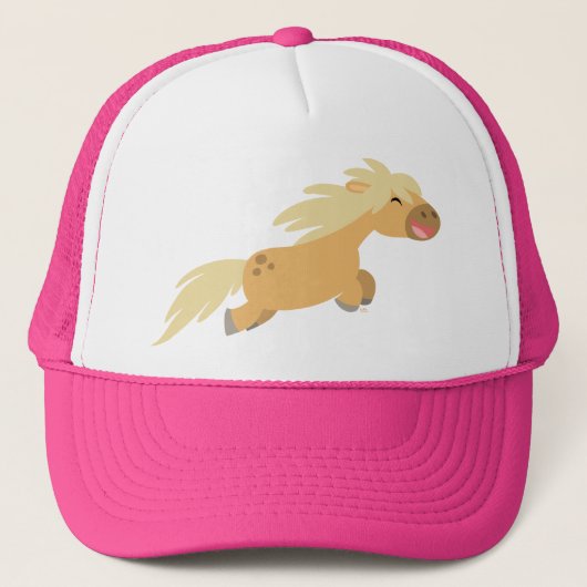 Schattigee Cartoon Palomino Pony Trucker Hoed Trucker Pet (Voorkant)