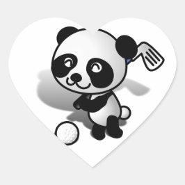 Schattigee Cartoon Panda Beer Golfen Hart Sticker