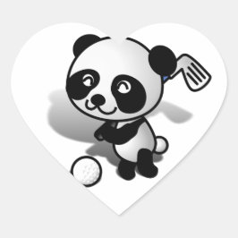 Schattigee Cartoon Panda Beer Golfen Hart Sticker