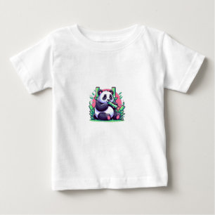Schattigee Cartoon Panda Eten Bamboe