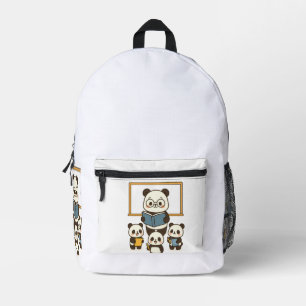 Schattigee Cartoon Panda Leraar en Studenten voor  Bedrukte Rugzak