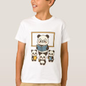 Schattigee Cartoon Panda Leraar en Studenten voor  T-shirt (Voorkant)