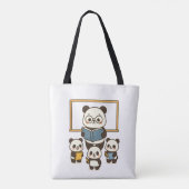 Schattigee Cartoon Panda Leraar en Studenten voor  Tote Bag (Achterkant)
