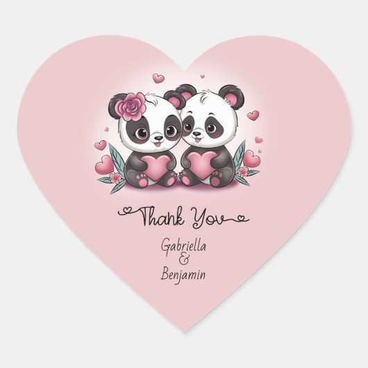 Schattigee Cartoon Panda Love Valentijn's Day Dank Hart Sticker (Voorkant)