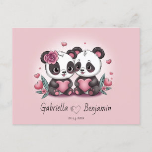 Schattigee Cartoon Panda Lovers Hart Valentijn's D Briefkaart