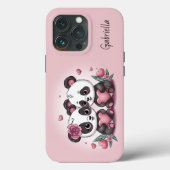 Schattigee Cartoon Panda Lovers Hart Valentijn's D Case-Mate iPhone Case (Achterkant)