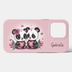 Schattigee Cartoon Panda Lovers Hart Valentijn's D Case-Mate iPhone Case