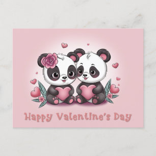 Schattigee Cartoon Panda Lovers Hearts Valentijn's Briefkaart