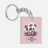 Schattigee Cartoon Panda Lovers Hearts Valentijn's Sleutelhanger (Voorkant Links)