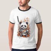 Schattigee Cartoon Panda Samurai | Uniek grafisch  T-shirt (Voorkant)