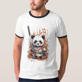 Schattigee Cartoon Panda Samurai | Uniek grafisch  T-shirt