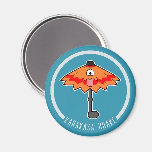 Schattigee Cartoon paraplu geest | Japanese Yokai Magneet (Voorkant / Achterkant)
