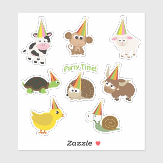 Schattigee Cartoon Party Dieren Sticker Set (Vel)