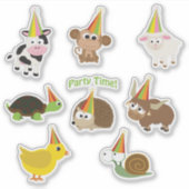 Schattigee Cartoon Party Dieren Sticker Set (Voorkant)