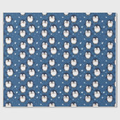 Schattigee Cartoon Penguin Gezichtspatroon Cadeaupapier (Vlak)