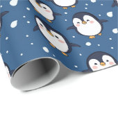 Schattigee Cartoon Penguin Gezichtspatroon Cadeaupapier (Rol Hoek)