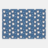 Schattigee Cartoon Penguin Gezichtspatroon Inpakpapier Vel (Voorkant)