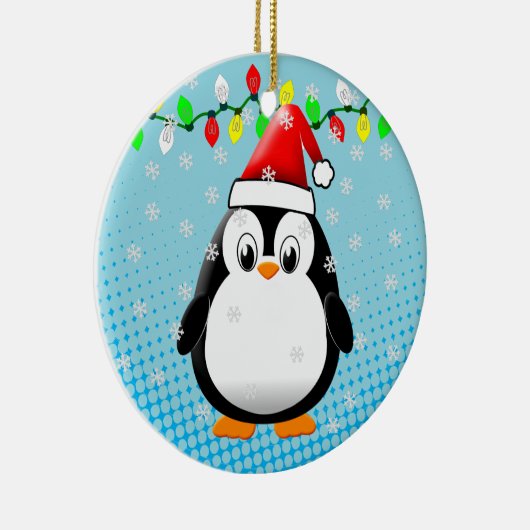 Schattigee Cartoon Penguin Santa Hat Kerstverlicht Keramisch Ornament (Rechts)