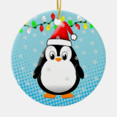 Schattigee Cartoon Penguin Santa Hat Kerstverlicht Keramisch Ornament (Voorkant)