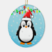 Schattigee Cartoon Penguin Santa Hat Kerstverlicht Keramisch Ornament (Links)