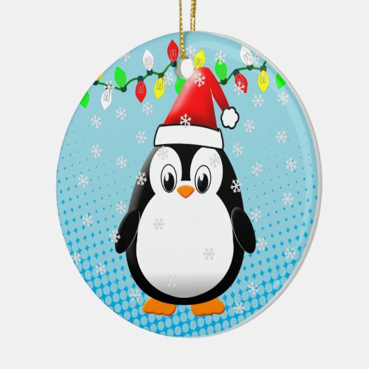 Schattigee Cartoon Penguin Santa Hat Kerstverlicht Keramisch Ornament (Links)