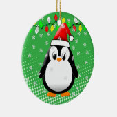 Schattigee Cartoon Penguin Santa Hat Kerstverlicht Keramisch Ornament (Rechts)