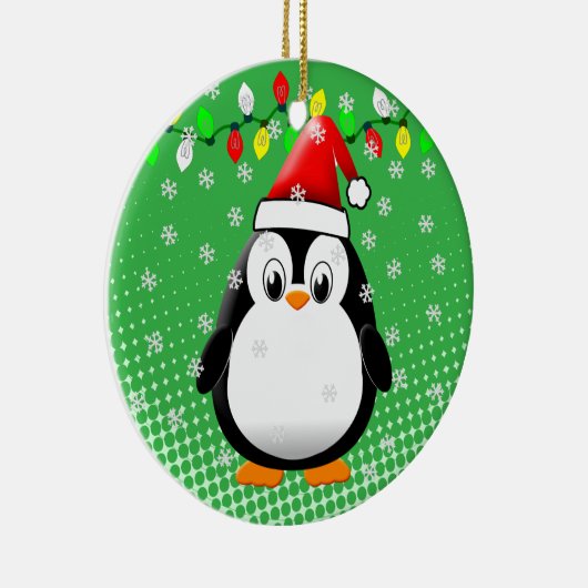 Schattigee Cartoon Penguin Santa Hat Kerstverlicht Keramisch Ornament (Rechts)