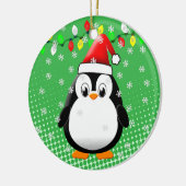 Schattigee Cartoon Penguin Santa Hat Kerstverlicht Keramisch Ornament (Links)