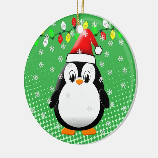 Schattigee Cartoon Penguin Santa Hat Kerstverlicht Keramisch Ornament (Links)