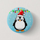 Schattigee Cartoon Penguin Santa Hat Kerstverlicht Ronde Button 3,2 Cm (Voorkant)