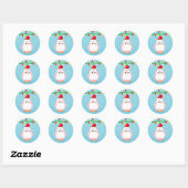 Schattigee Cartoon Penguin Santa Hat Kerstverlicht Ronde Sticker (Vel)