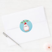 Schattigee Cartoon Penguin Santa Hat Kerstverlicht Ronde Sticker (Envelop)