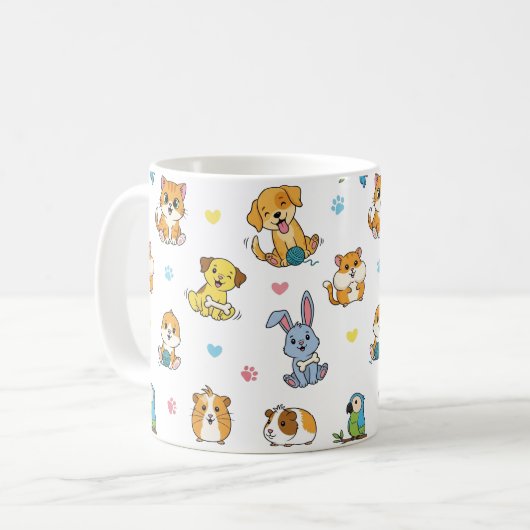 Schattigee Cartoon Pet Pattern Coffee Mok (Voorkant links)