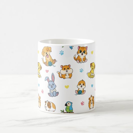 Schattigee Cartoon Pet Pattern Coffee Mok (Center)