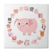 Schattigee Cartoon Pig Mandala Tegel Tegeltje (Voorkant)